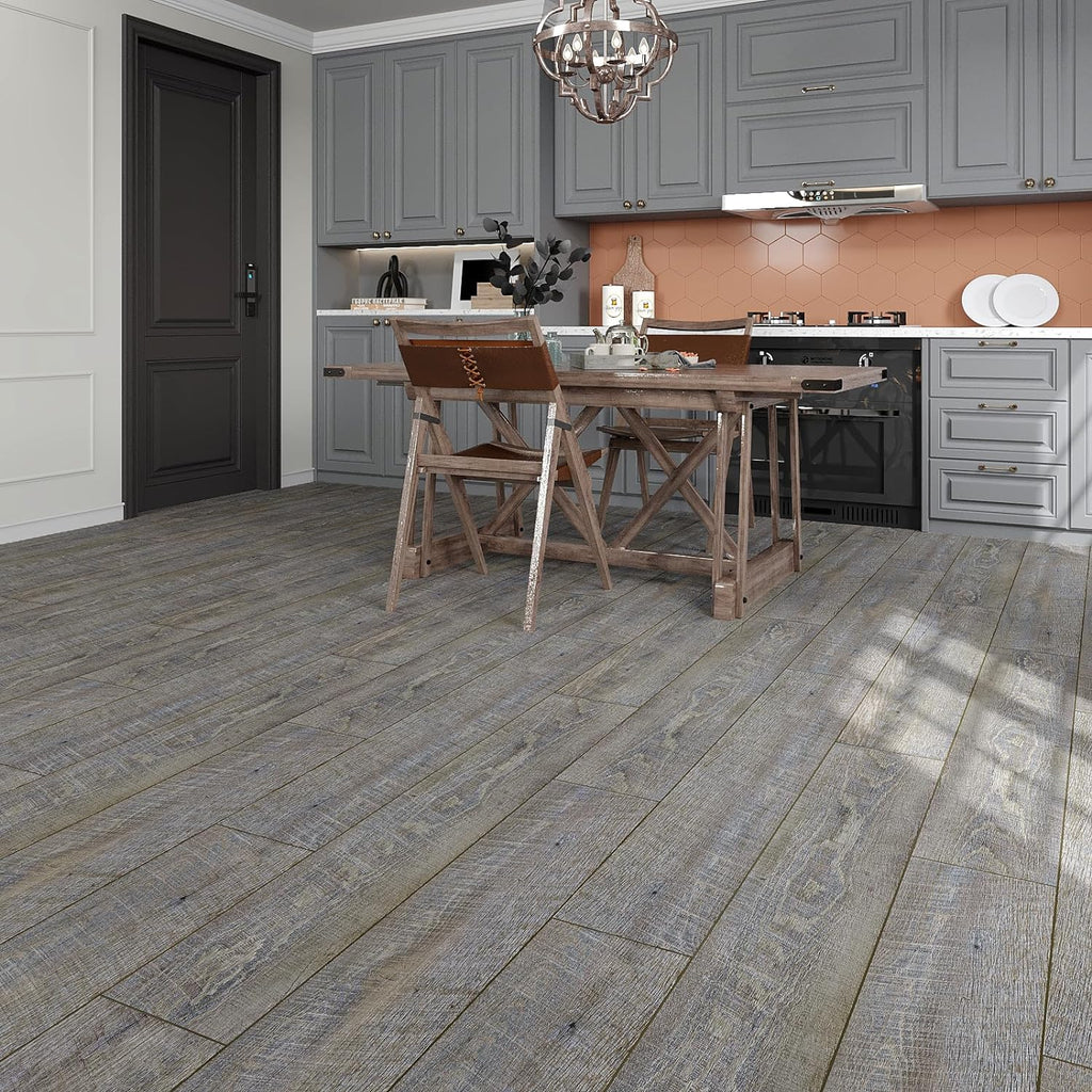 VEELIKE Light Grey Rustic Vinyl Plank...