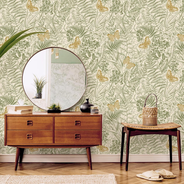 VEELIKE Green Fern Wallpaper