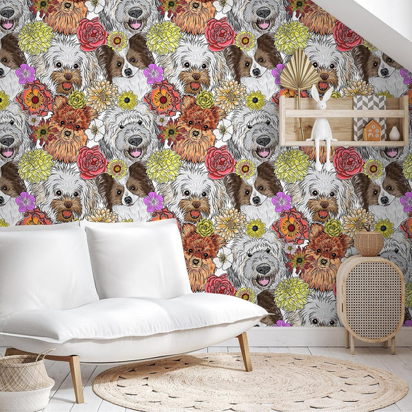 VEELIKE Funky Dogs Peel Stick Wallpaper