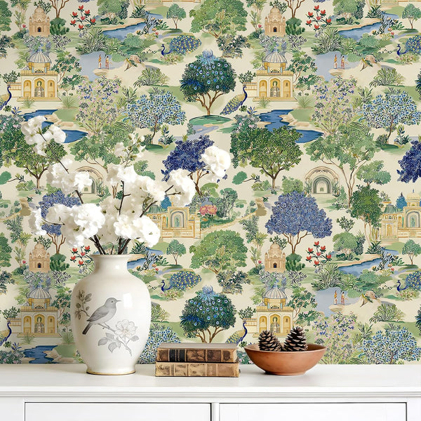 VEELIKE Vintage Chinoiserie Peacock Wallpaper