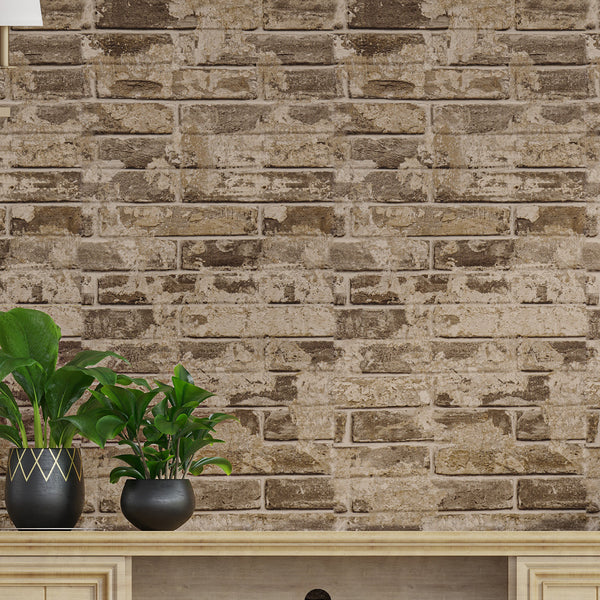 VEELIKE Brown Brick Wallpaper