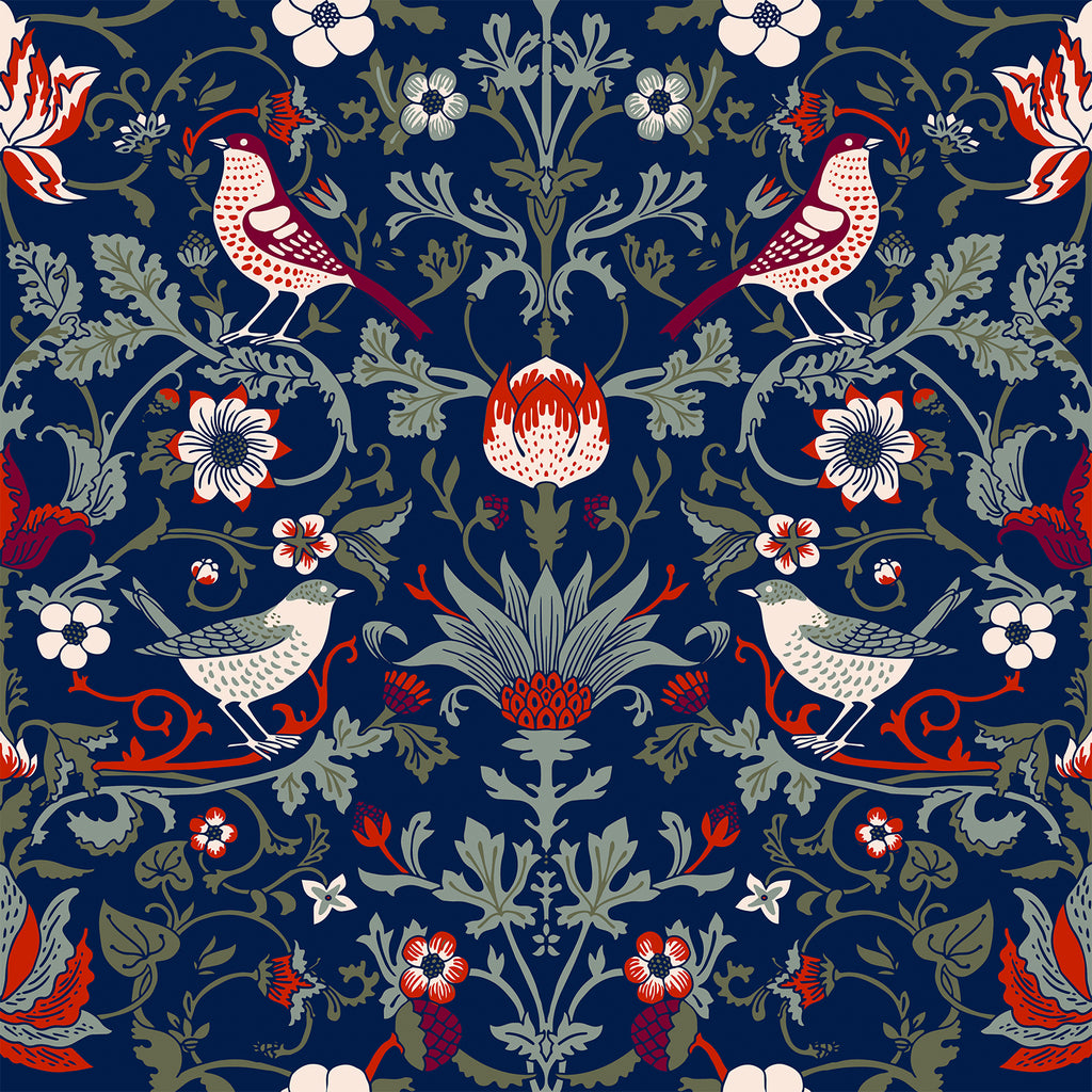 VEELIKE Vintage Birds Berries Floral Wallpaper