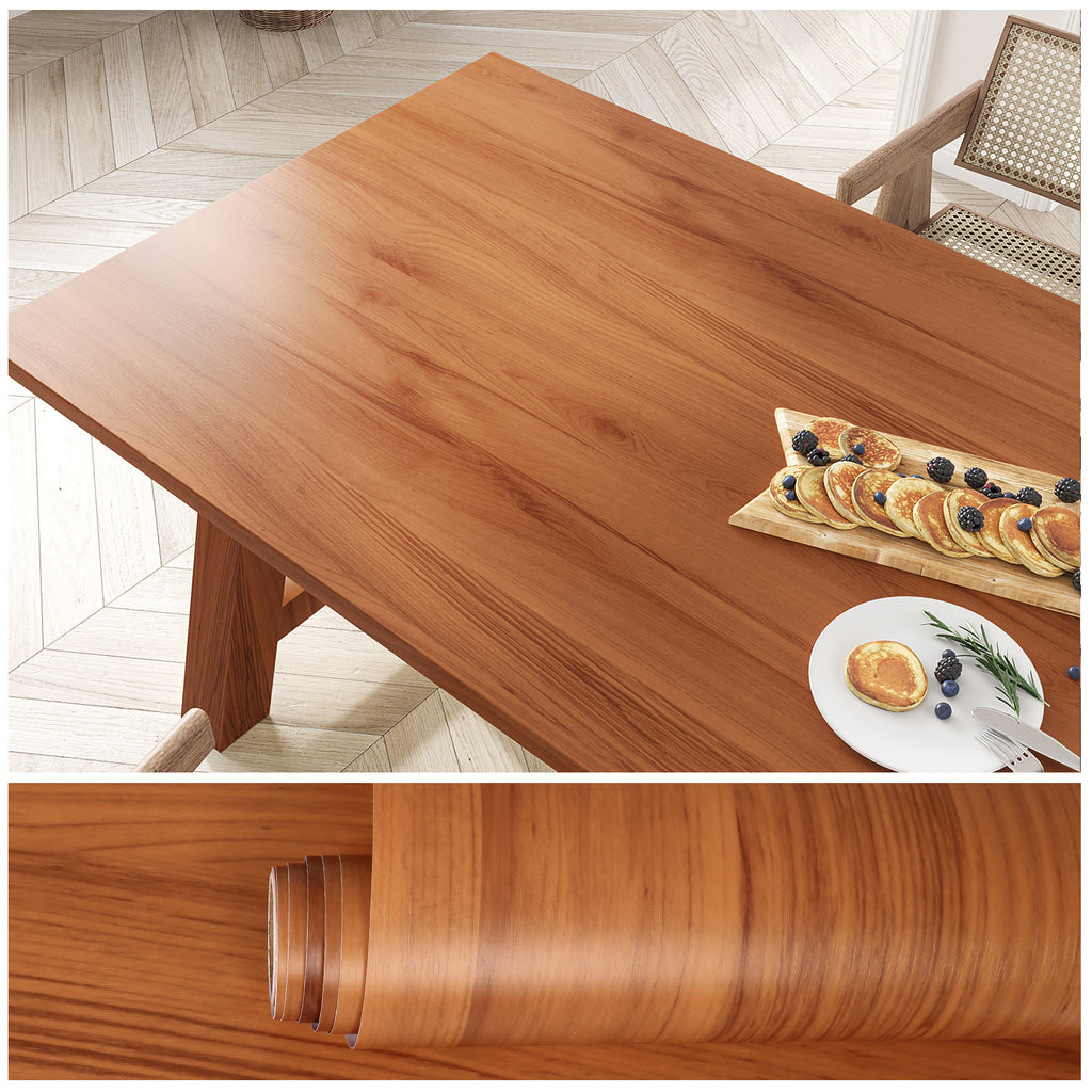 VEELIKE Chestnut Brown Wood Grain Contact Paper