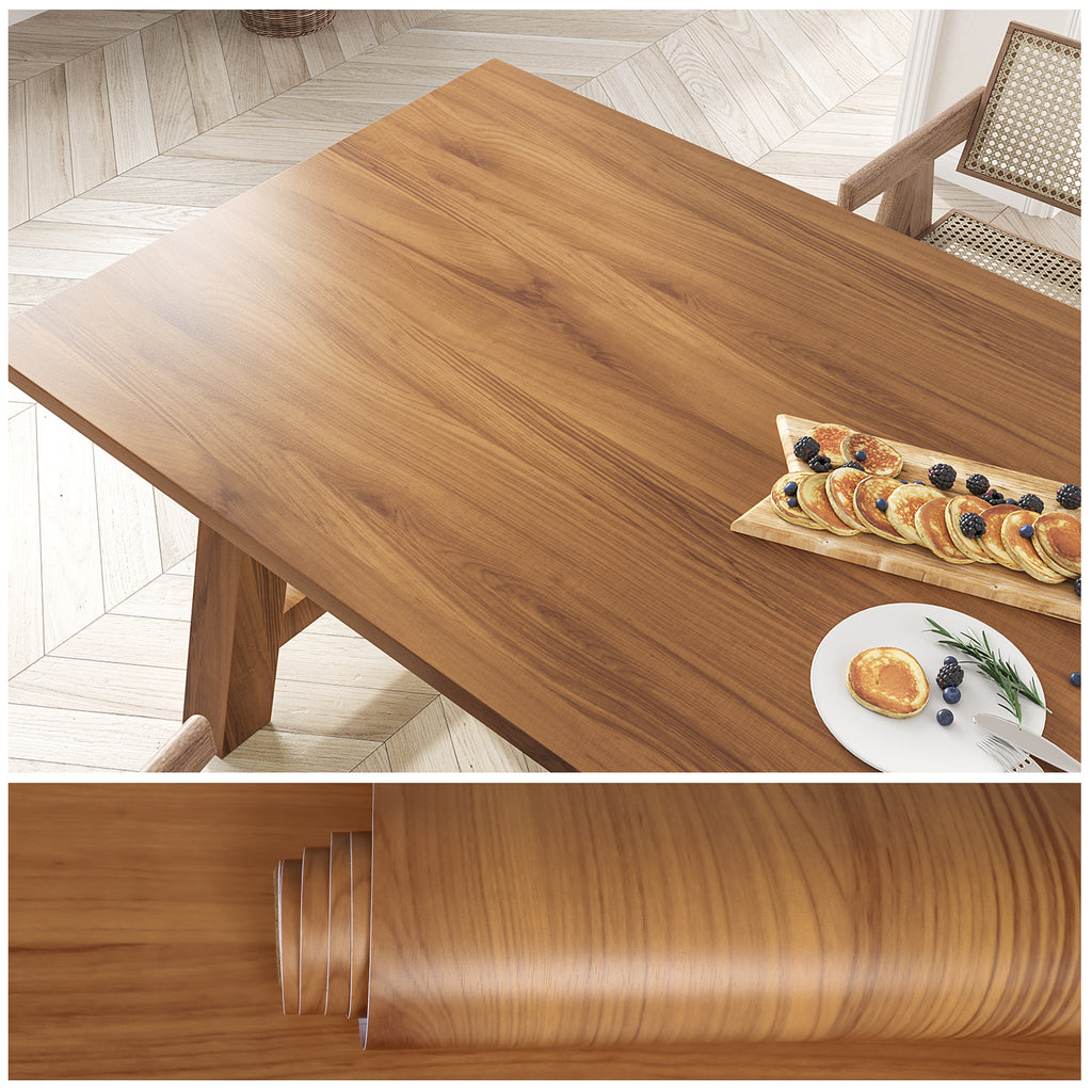 VEELIKE Brown Teak Wood Contact Paper