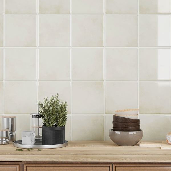 VEELIKE Cream Beige Square Peel and Stick Backsplash Tile