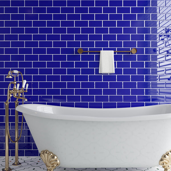 VEELIKE Royal Blue Subway Backsplash Tiles