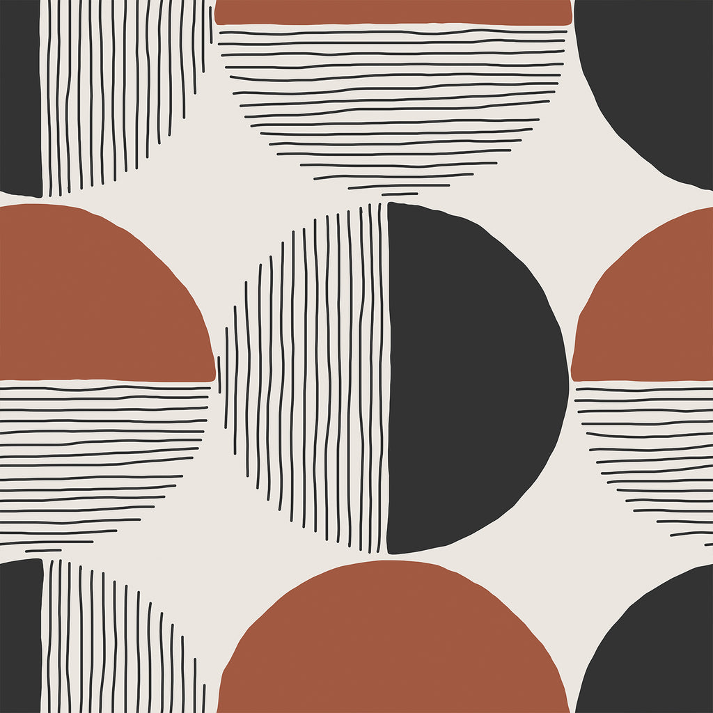 VEELIKE Burnt Orange Boho Geometric Peel and Stick Wallpaper