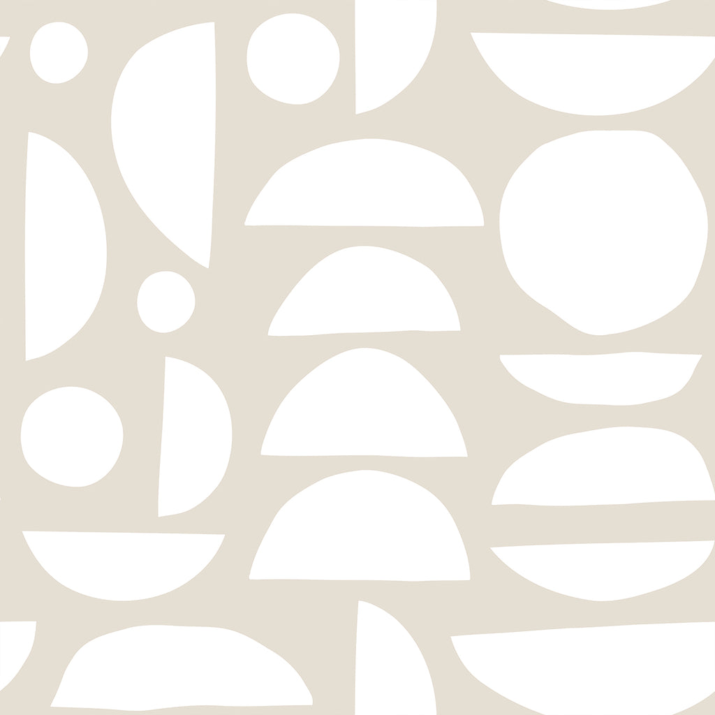 VEELIKE White Beige Semicircle Geometric Wallpaper
