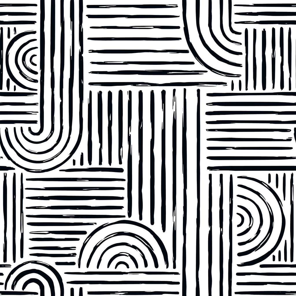 VEELIKE Black and White Modern Geometric Wallpaper