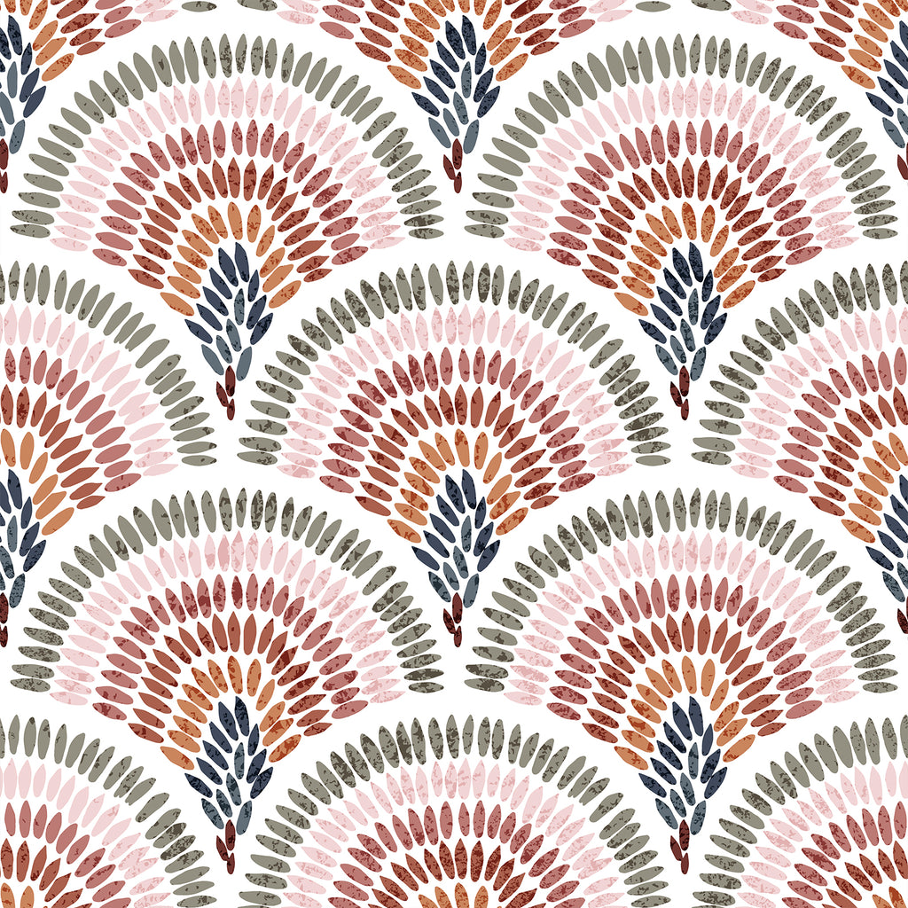 VEELIKE Vintage Seigaiha Wave Geometric Peel and Stick Wallpaper