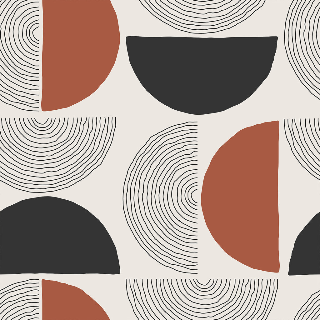 VEELIKE Burnt Orange Half Circles Geometric Wallpaper