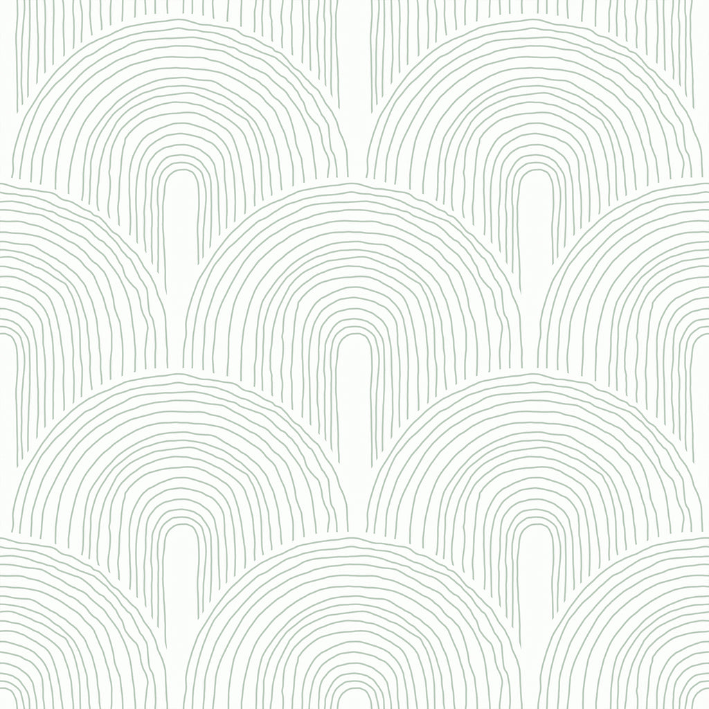 VEELIKE Minimalist Green Arches Geometric Wallpaper