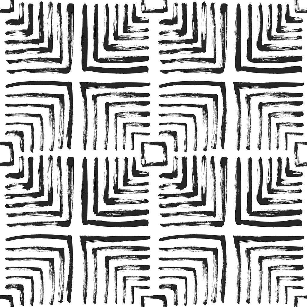 VEELIKE Black and White Nested Square Wallpaper