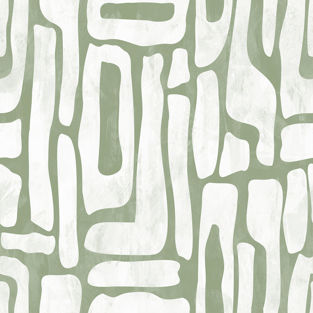 VEELIKE Sage Green Abstract Geometric Wallpaper