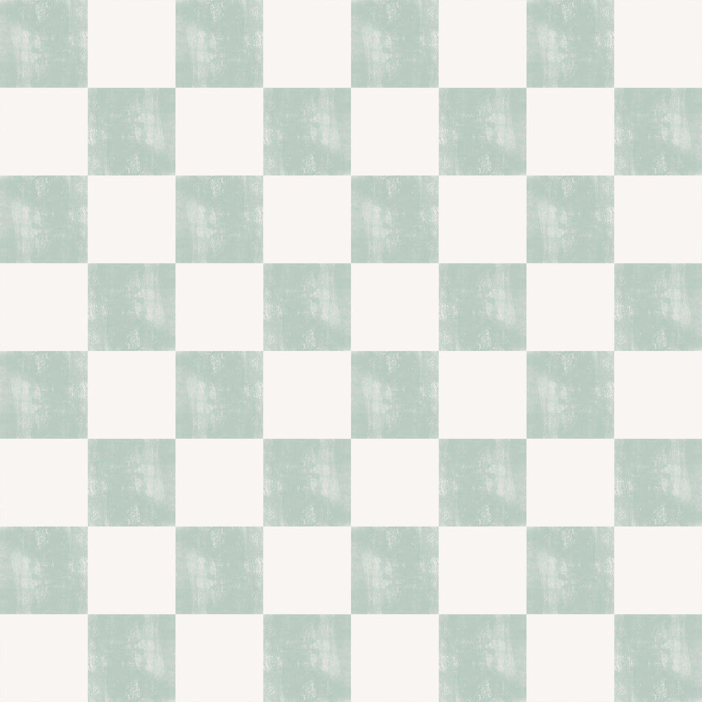 VEELIKE Funky Sage Green Checkered Wallpaper