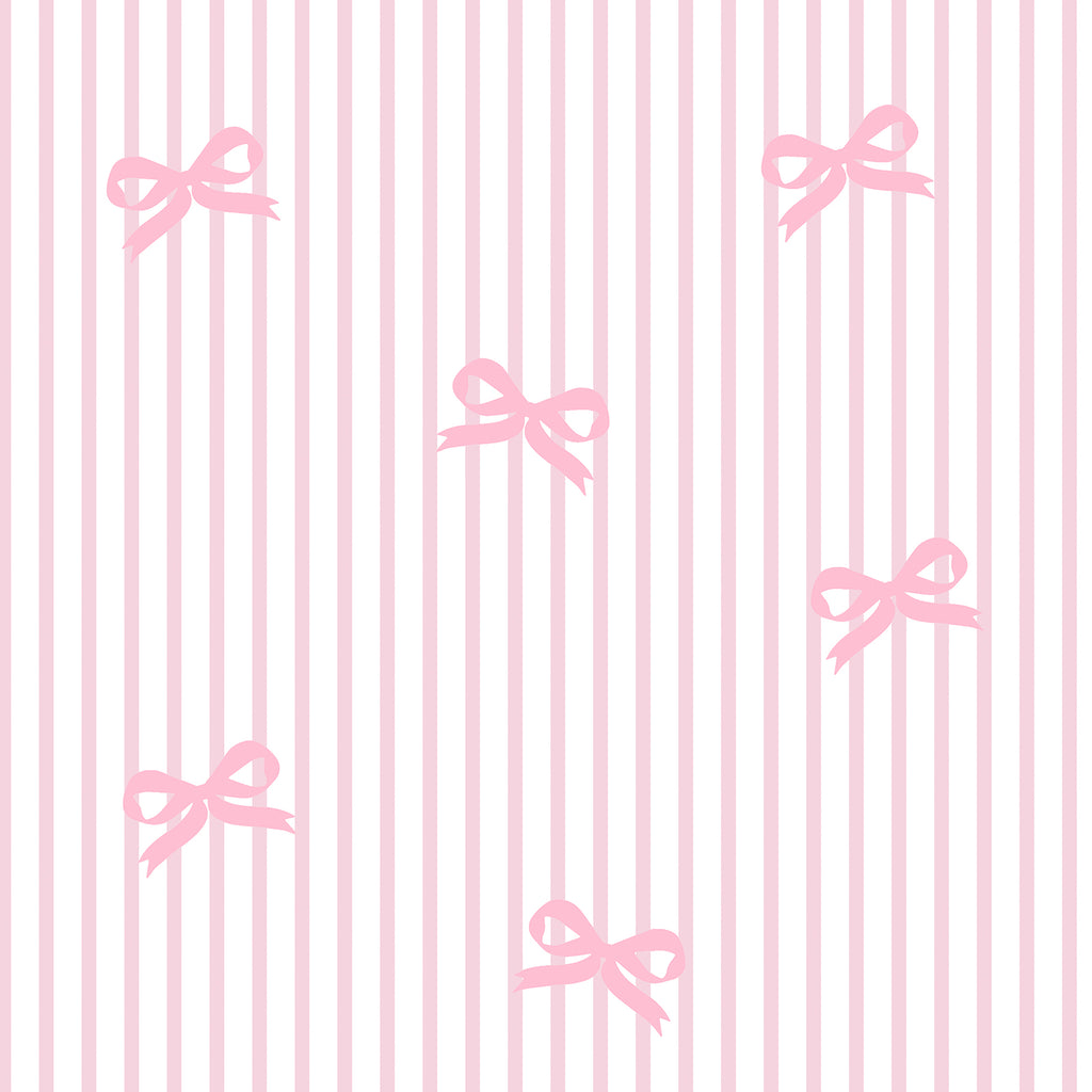 VEELIKE Pink Striped Peel and Stick Wallpaper with Bows