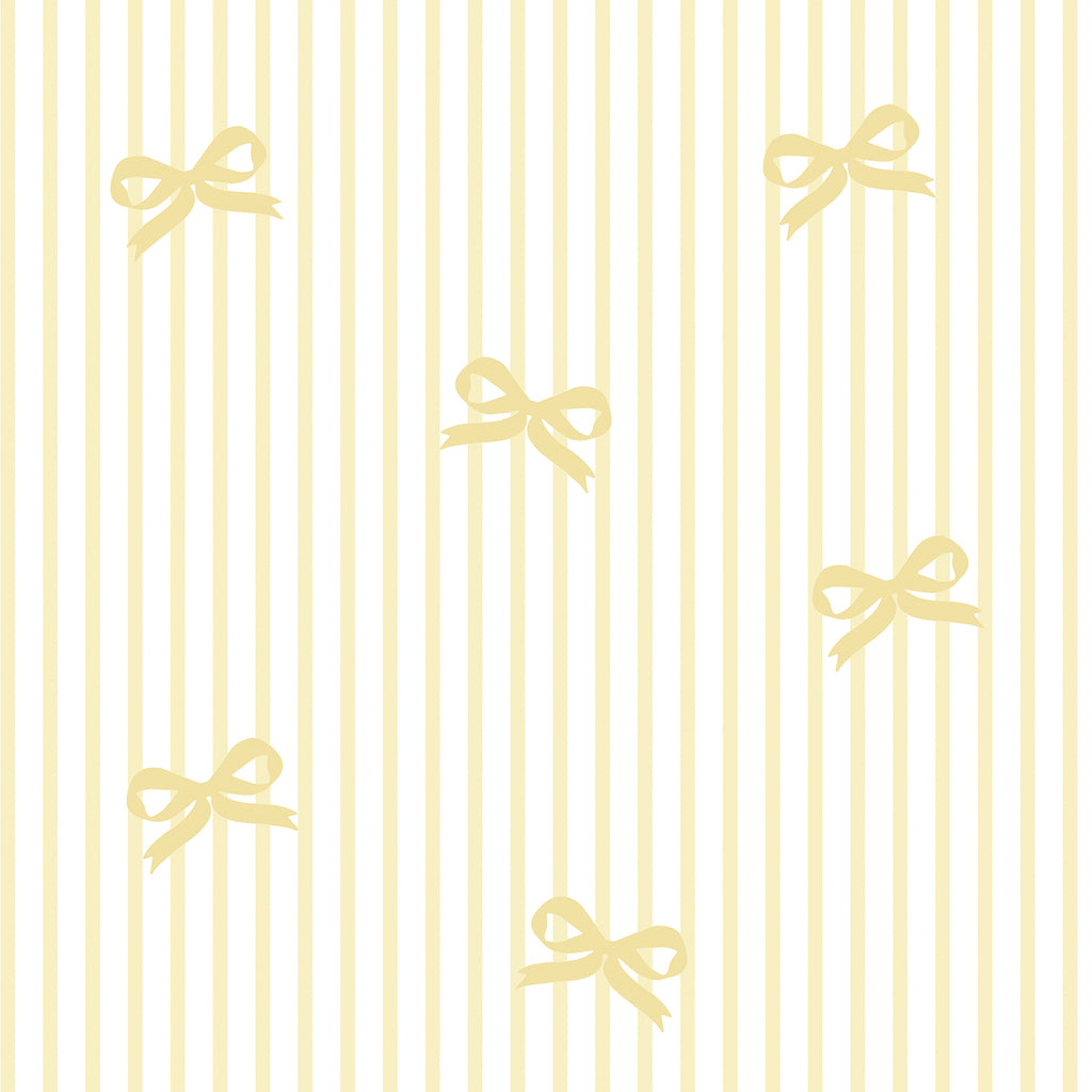 VEELIKE Yellow Striped Peel and Stick Wallpaper with Bows