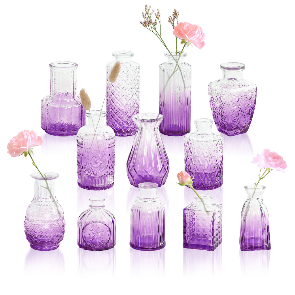 GarDream Amethyst Purple Ombré Small Glass Bud Vases