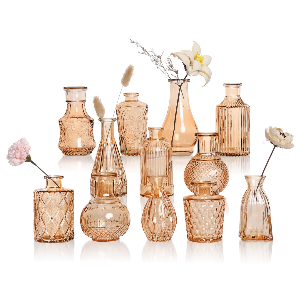 GarDream Amber Small Glass Bud Vases