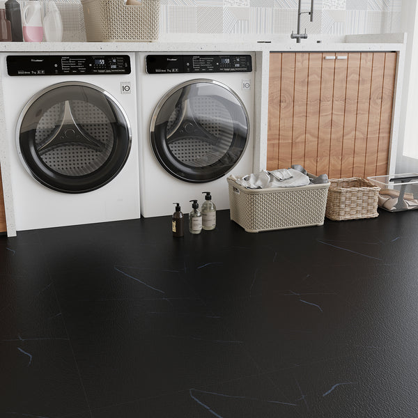 VEELIKE Black Marble Floor Tile Stickers 12''×12''