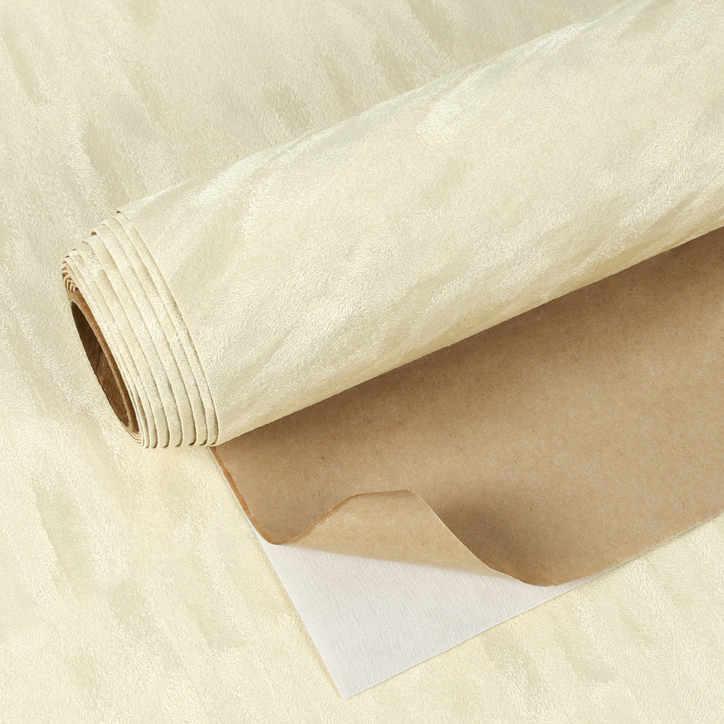 VEELIKE Cream Beige Textured Velvet Flocking Fabric