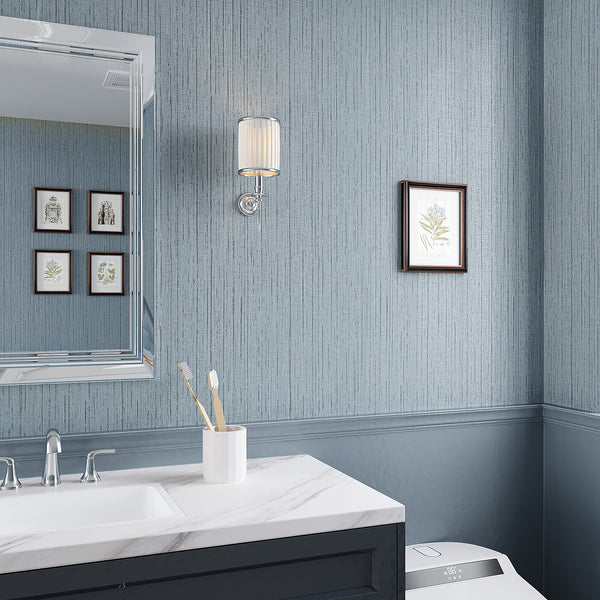 VEELIKE Soft Blue Grasscloth Wallpaper