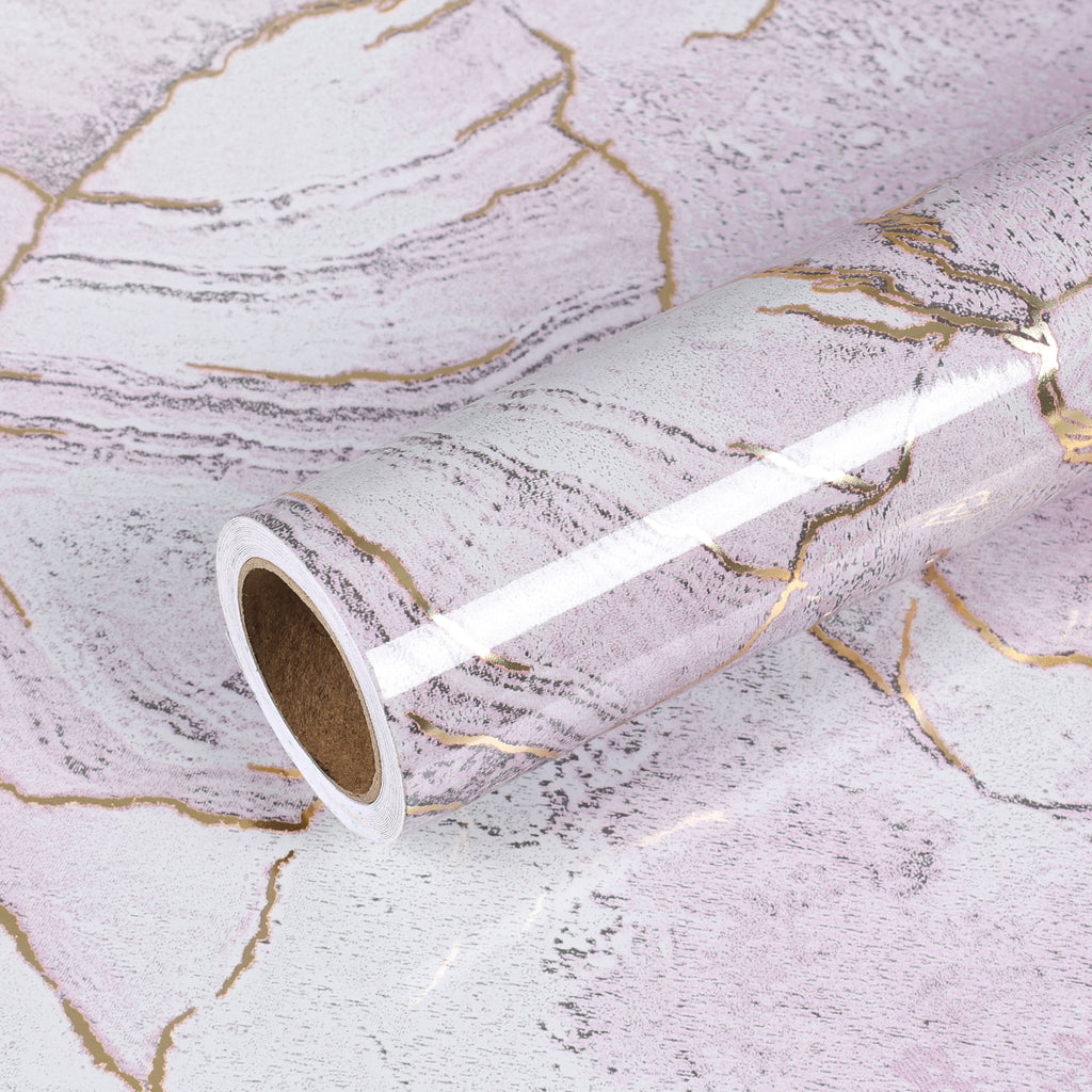 VEELIKE Gold Pink Marble Contact Paper for Countertops