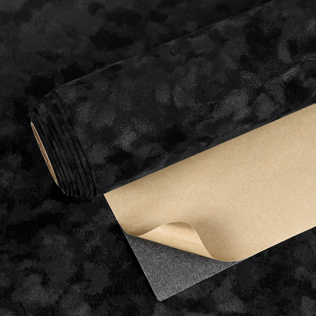 VEELIKE Black Mottled Velvet Flocking Fabric