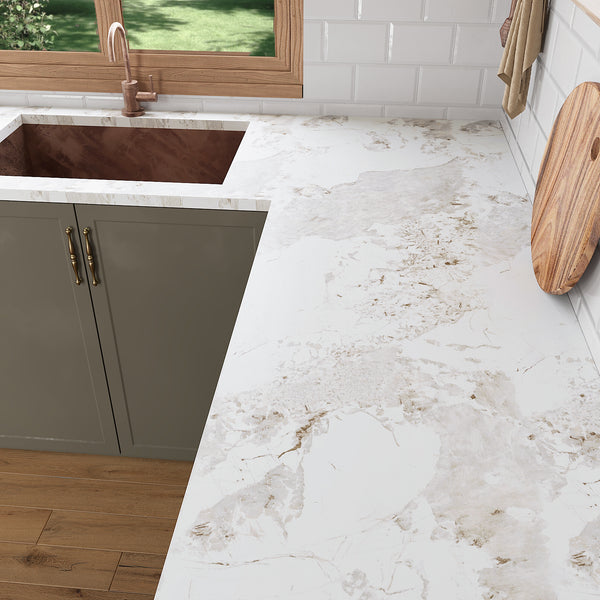 VEELIKE Onyx White Marble Contact Paper