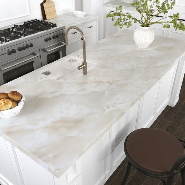VEELIKE Cream Onyx Marble Contact Paper