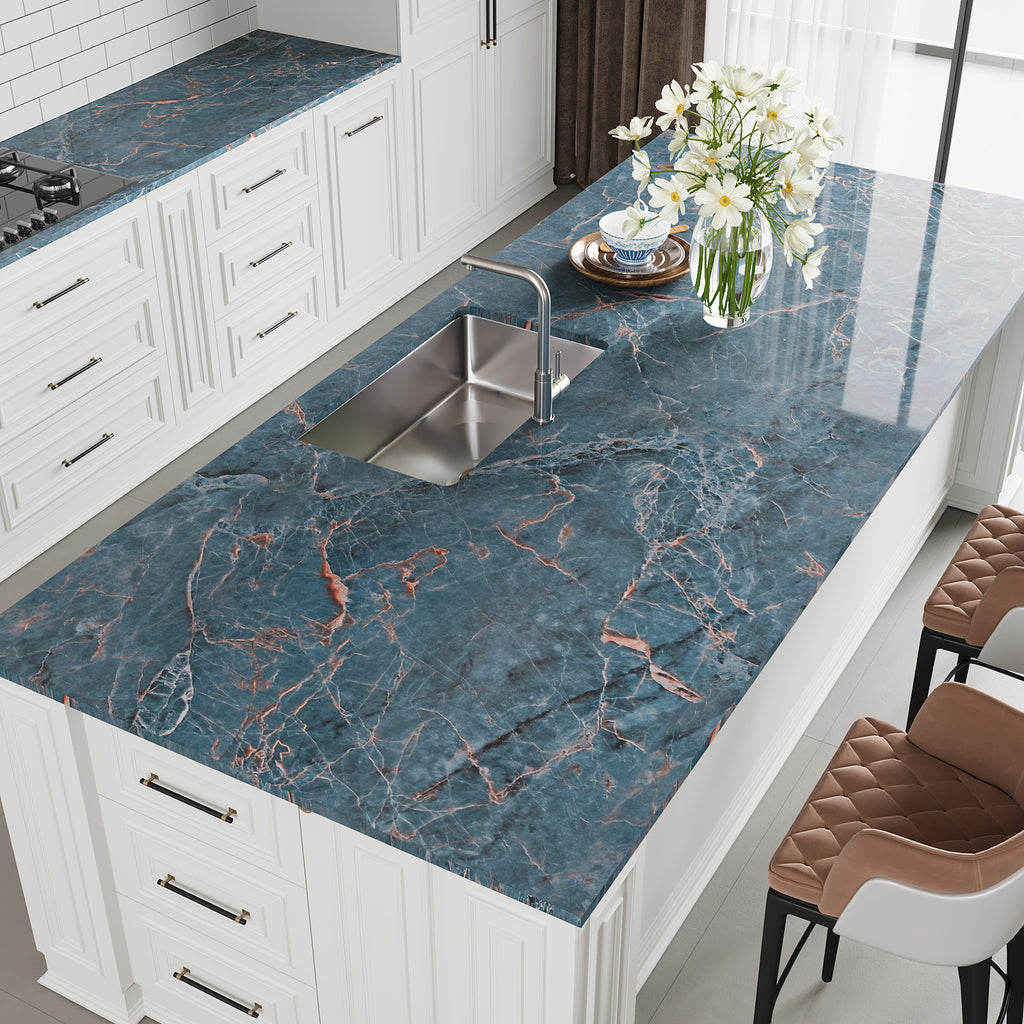 VEELIKE Glossy Slate Blue Marble Contact Paper – Veelike