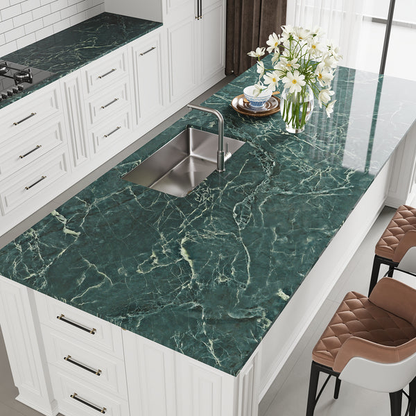 VEELIKE Deep Green Marble Contact Paper