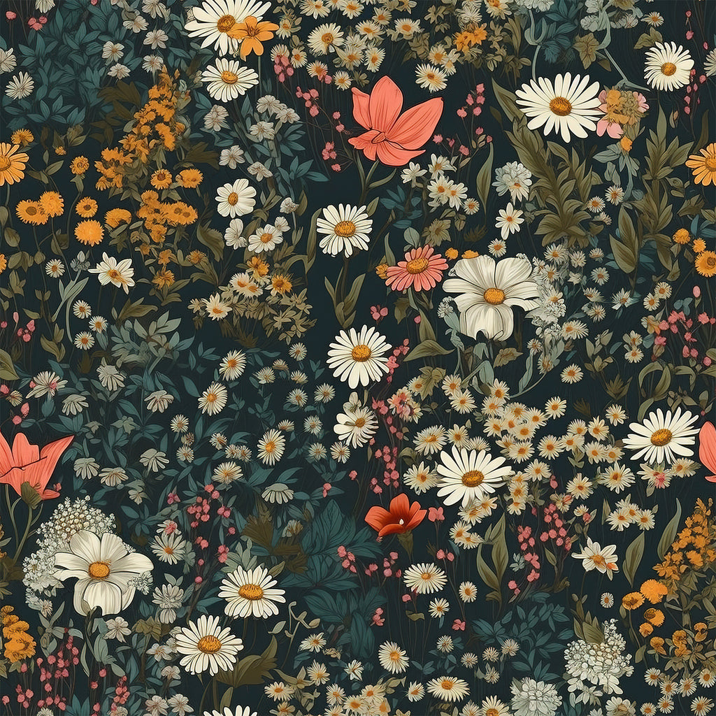 VEELIKE Dark Chamomile Flowers Wallpaper
