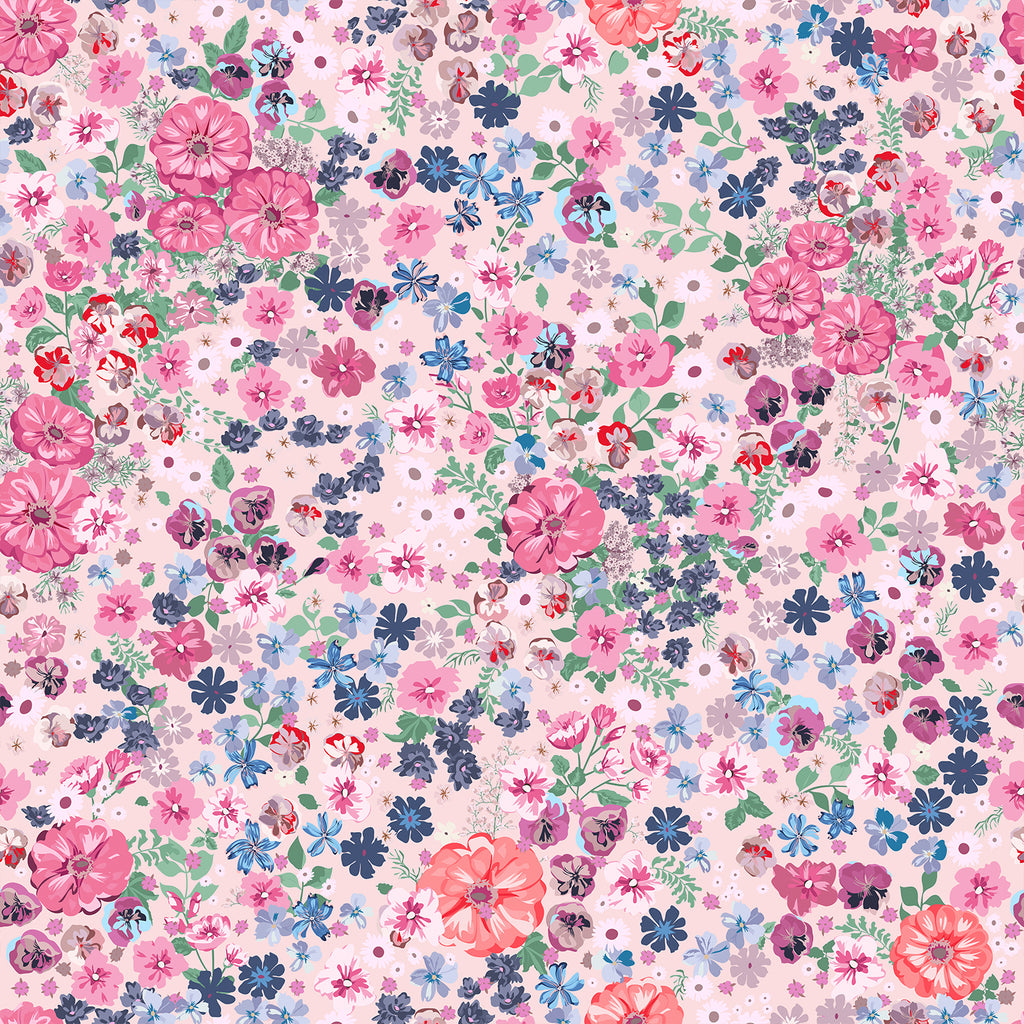 VEELIKE Pink Meadows Floral Wallpaper
