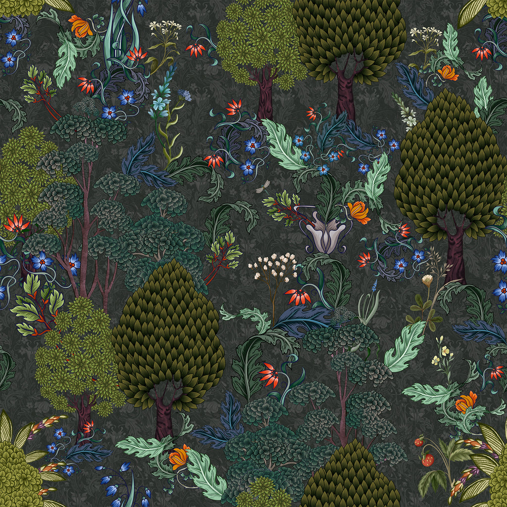 VEELIKE Dark Forest Woodland Trees Wallpaper