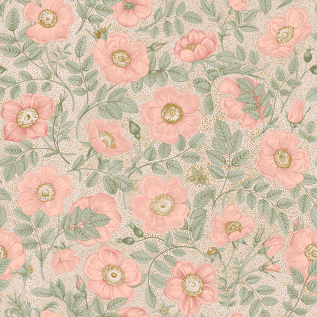 VEELIKE Retro Pink Poppy Floral Wallpaper