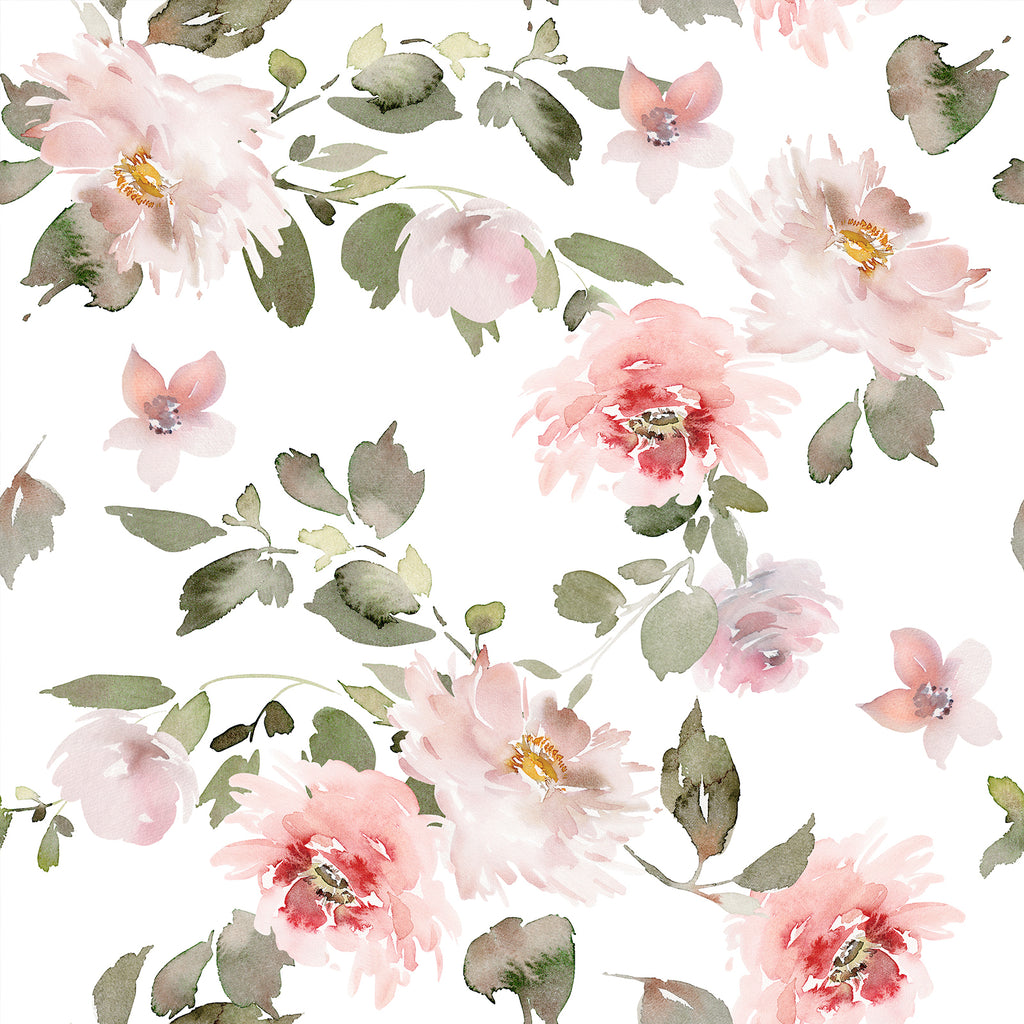 VEELIKE Soft Pink Peonies Floral Wallpaper