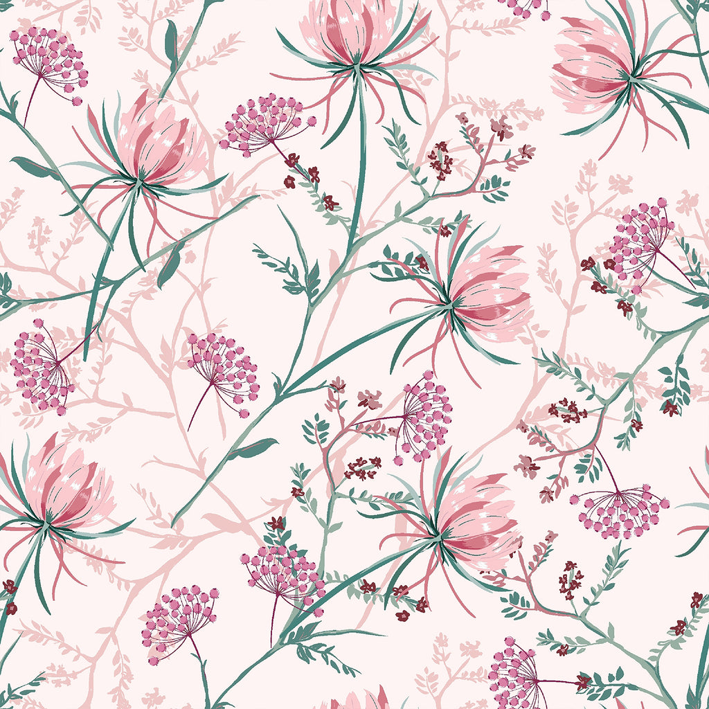 VEELIKE Pink Dandelion Peel and Stick Wallpaper