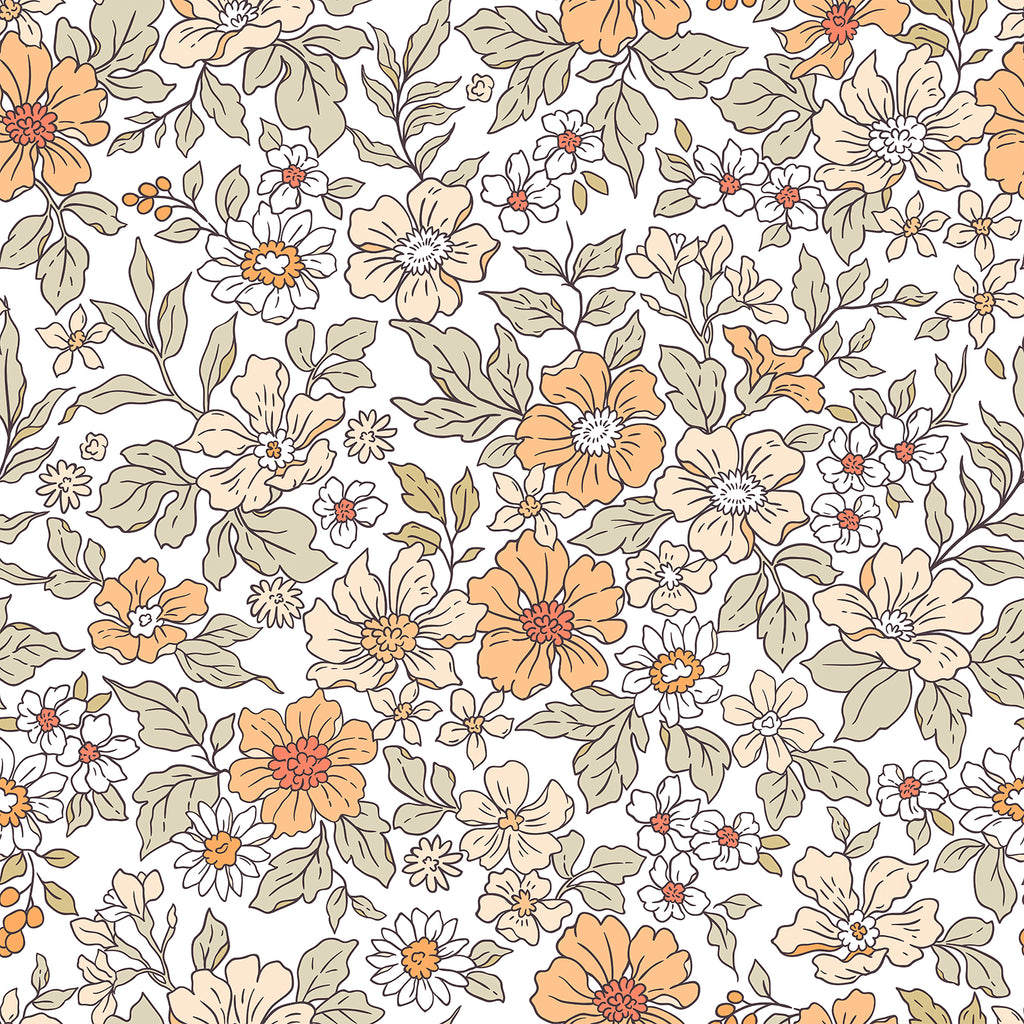 VEELIKE Vintage Ditsy Daisy Peach Floral Wallpaper