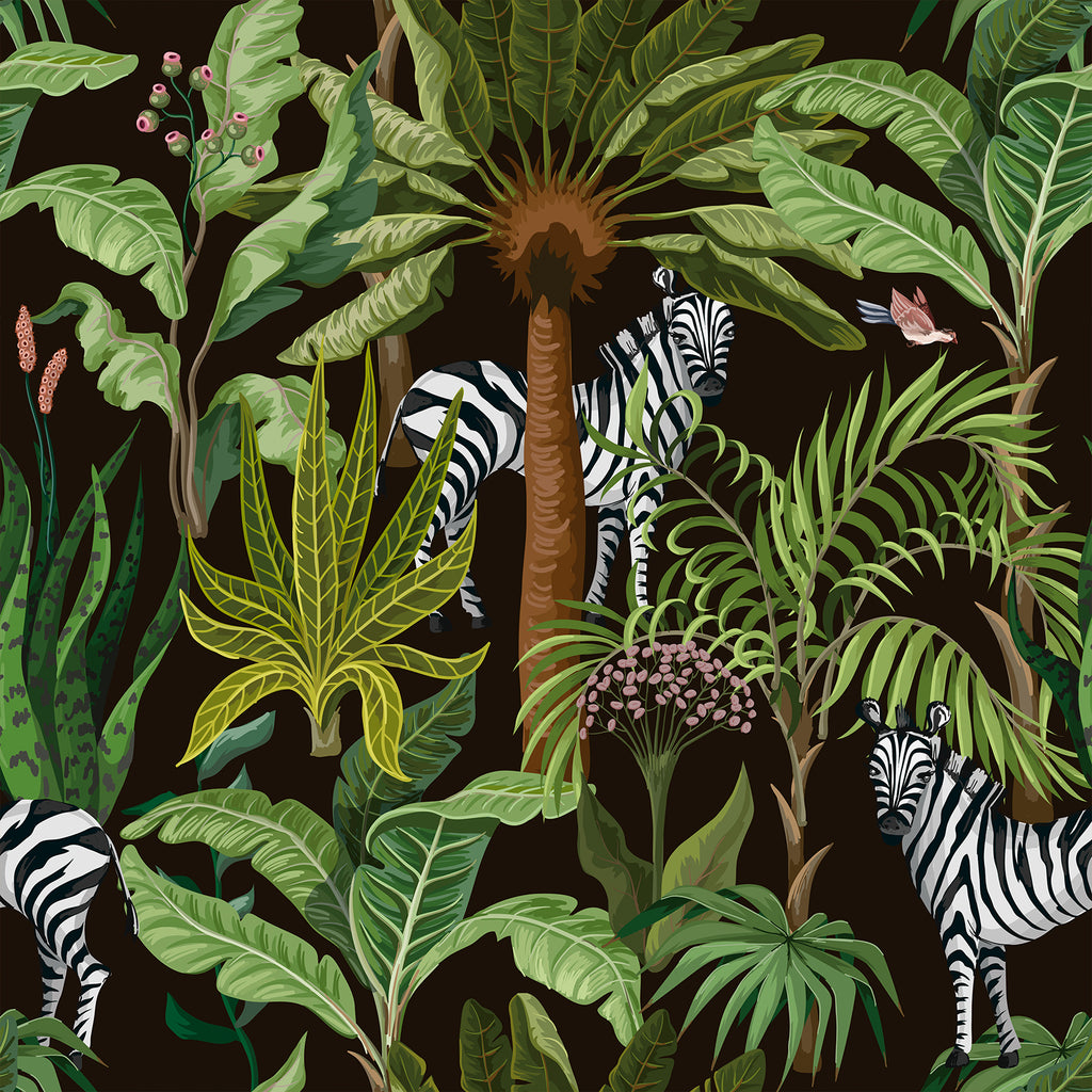 VEELIKE Black Tropical Jungle Wallpaper