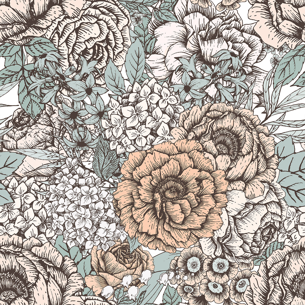 VEELIKE Antique Peonies Peel and Stick Wallpaper