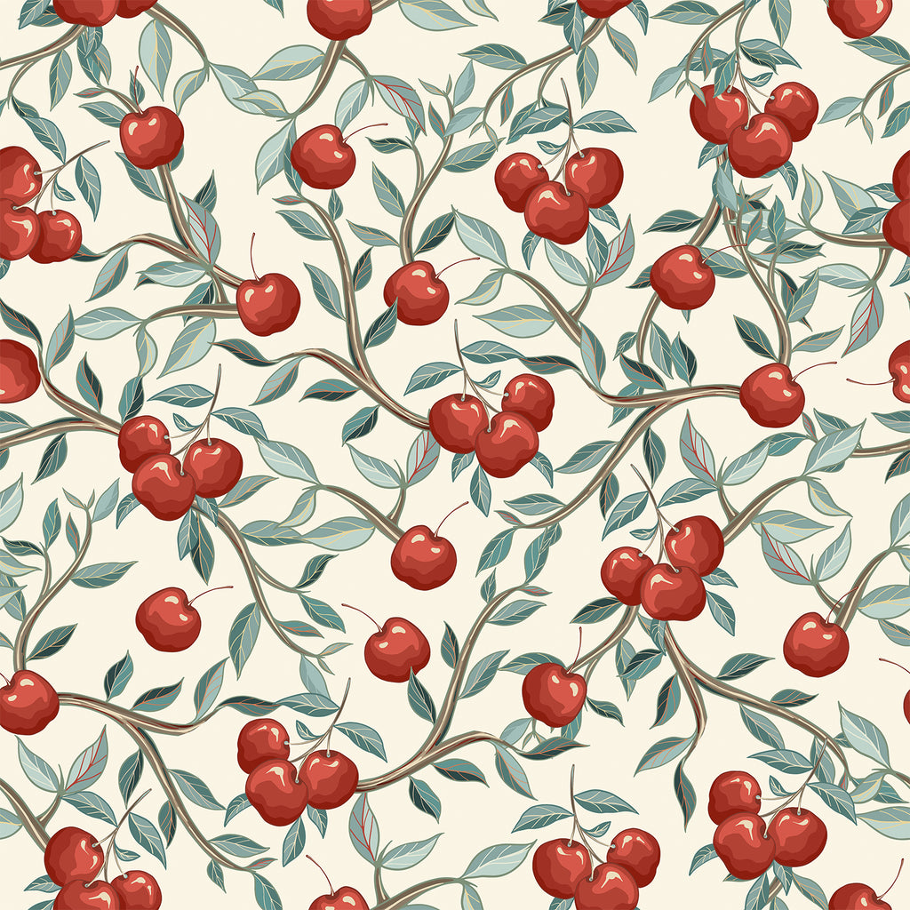 VEELIKE Retro Cherries Fruit Peel and Stick Wallpaper