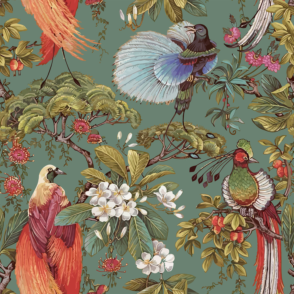 VEELIKE Oriental Bird Peel and Stick Wallpaper