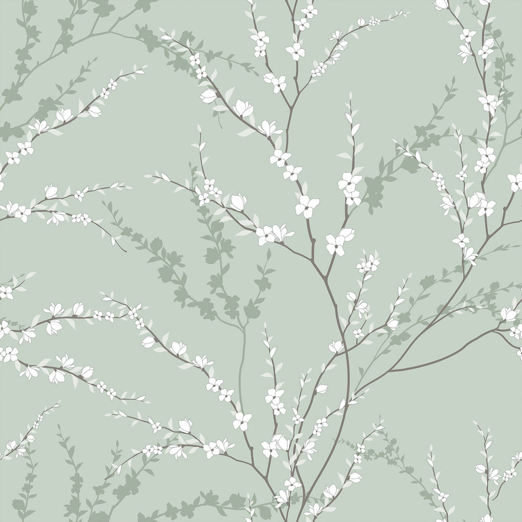 VEELIKE Vintage Green Branch Flower Wallpaper