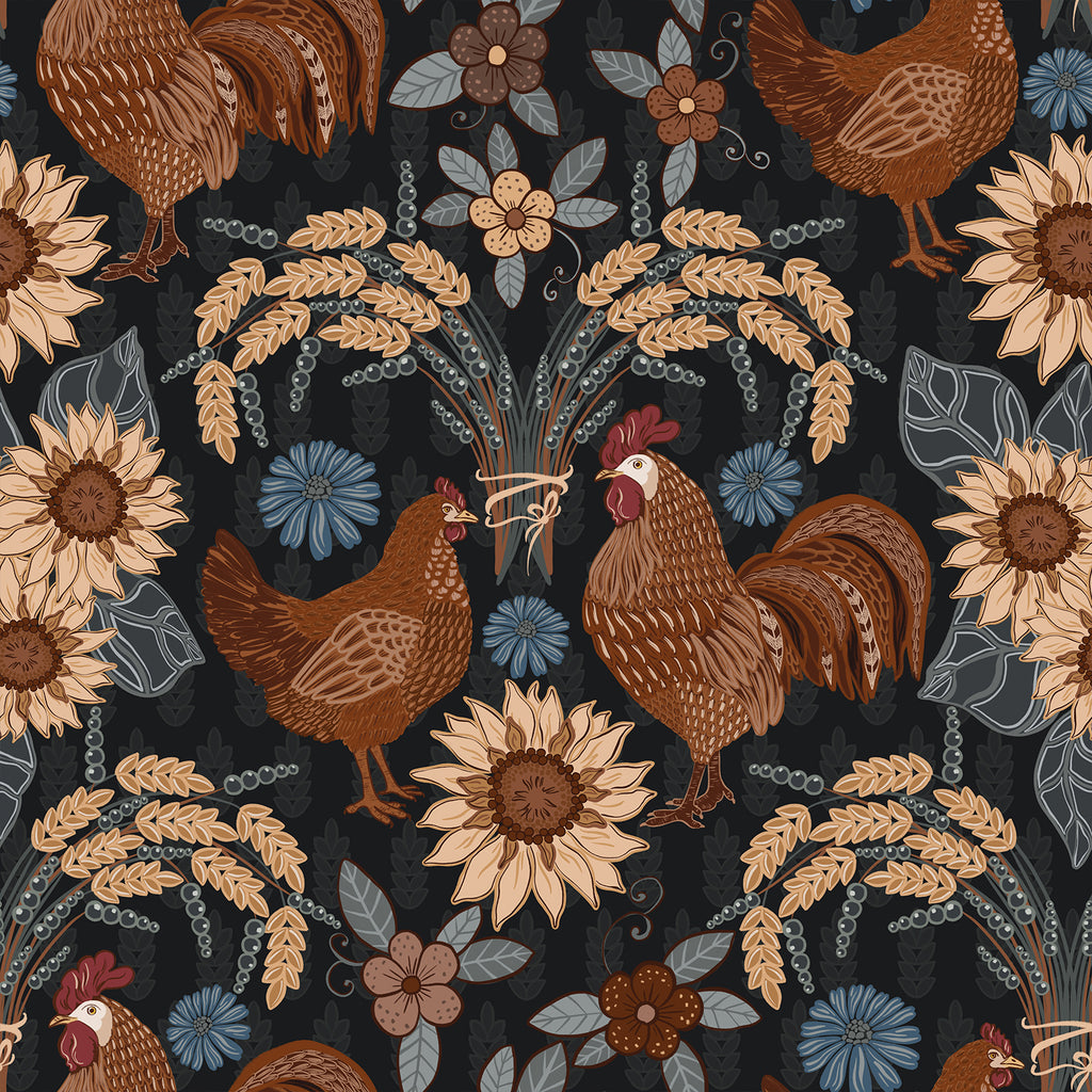 VEELIKE Rooster Sunflower Wallpaper
