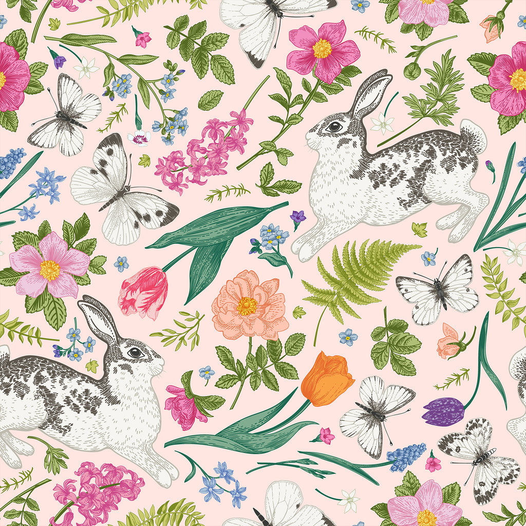 VEELIKE Pink Coney Rabbit Wallpaper