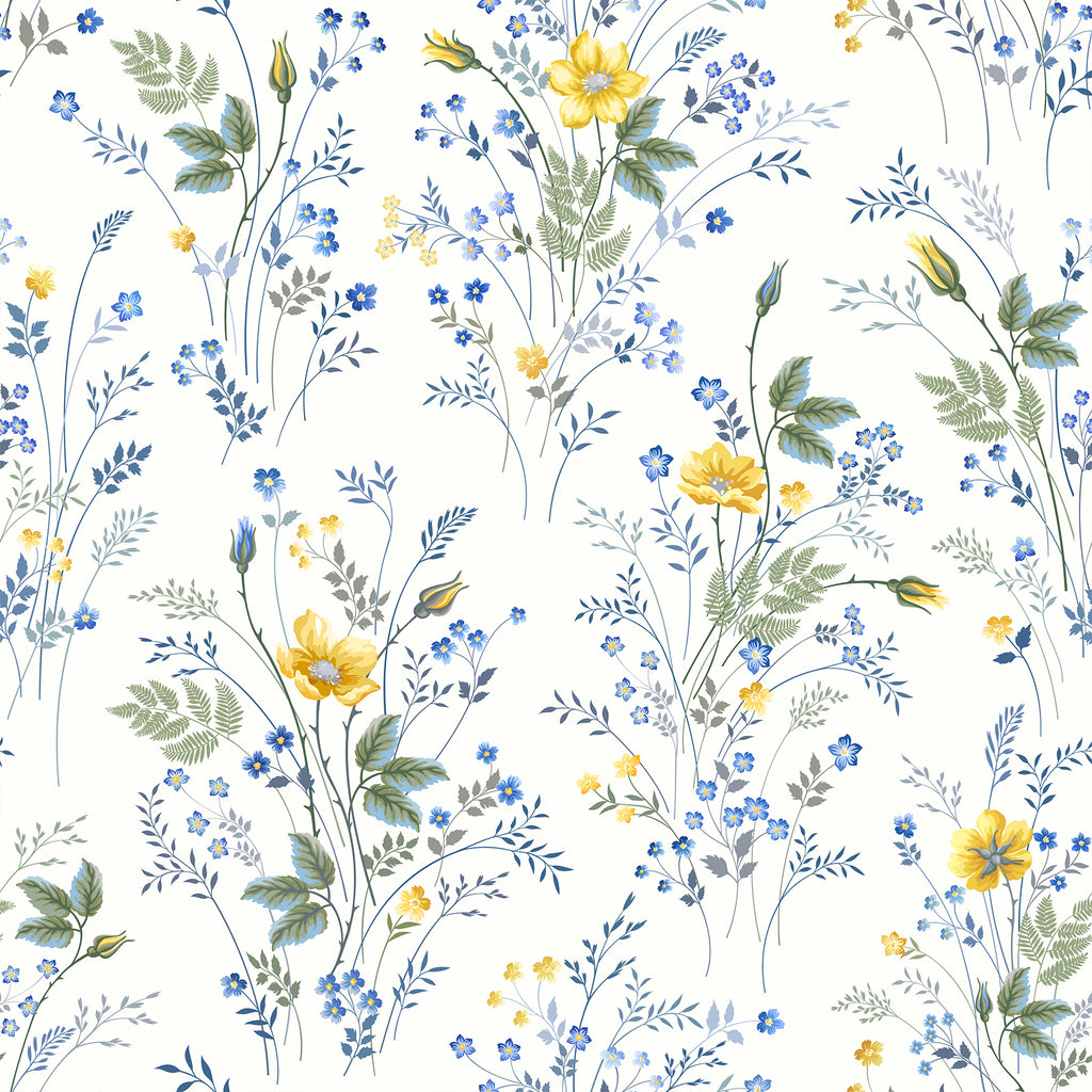 VEELIKE Delicate Yellow Floral Peel and Stick Wallpaper