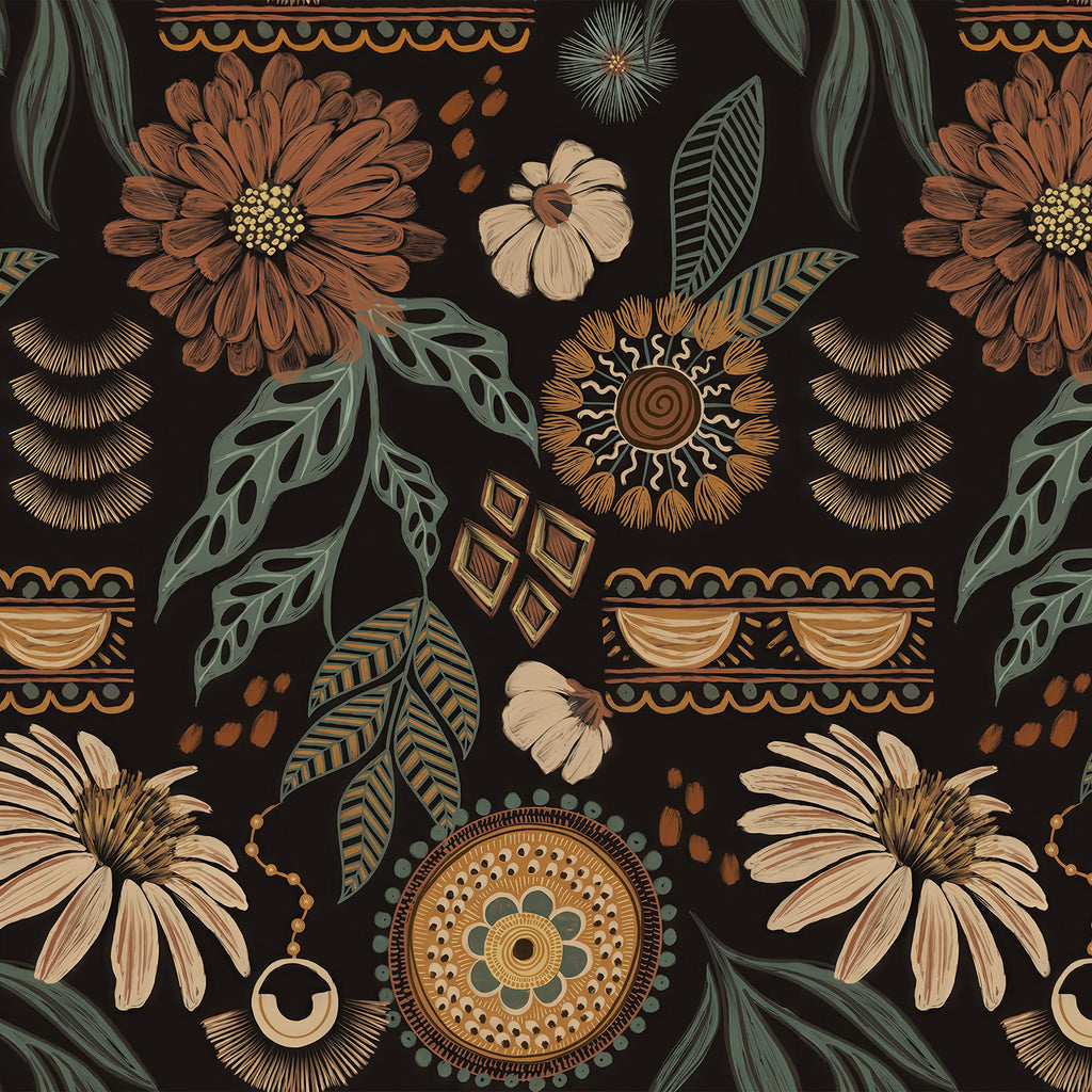 VEELIKE Vintage Terracotta Floral Wallpaper
