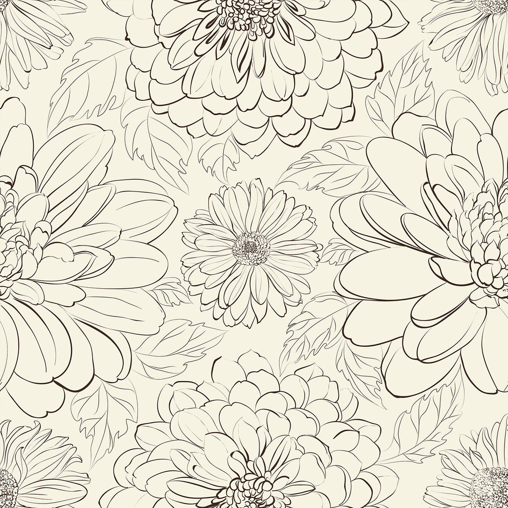 VEELIKE Boho Sketch Chrysanthemum Floral Wallpaper