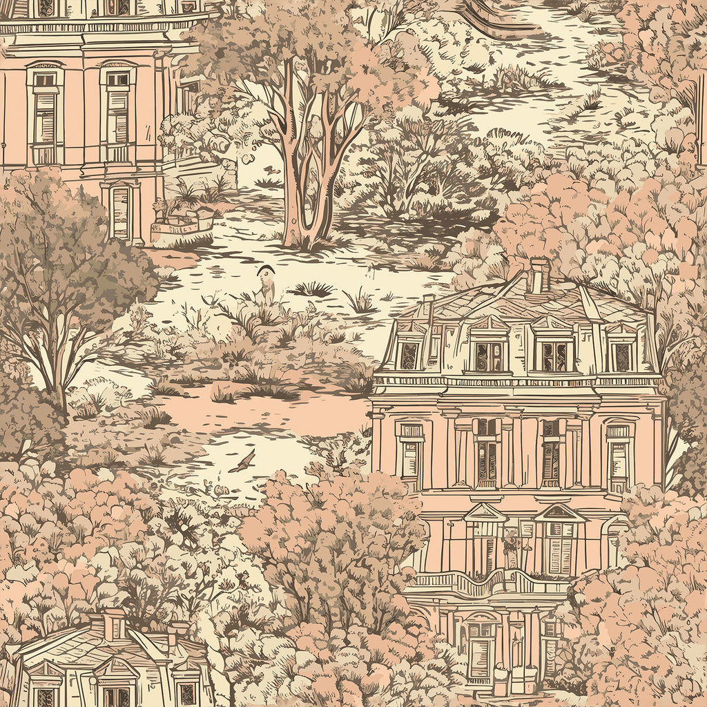 VEELIKE Earthy Orange French Country Toile Wallpaper